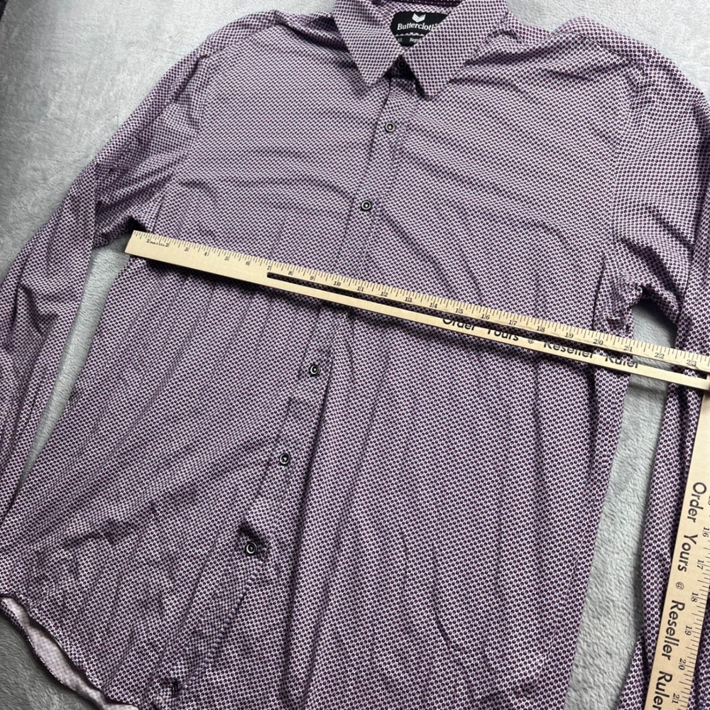 Buttercloth Icy Cotton Mens XL Regular Fit Long Sleeve Button Down Shirt Purple - Picture 4 of 7